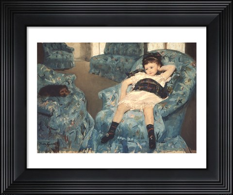 Framed Little Girl in a Blue Armchair, 1878 Print
