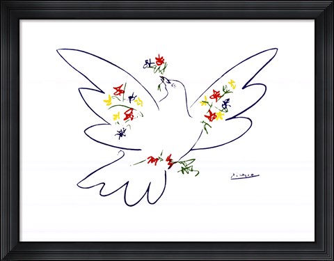 Framed Dove with Flowers Print
