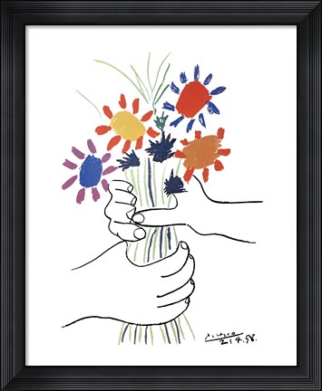 Framed Mains Aux Fleurs Print
