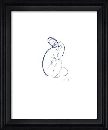 Framed Nude Seated on Left Leg Print