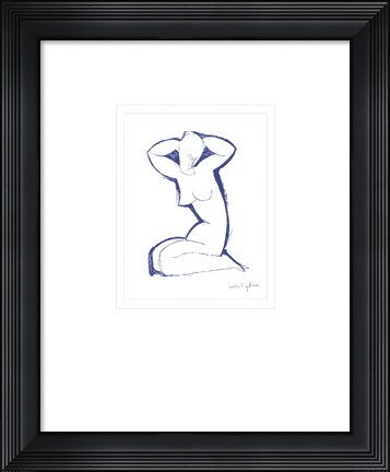 Framed Nude Seated on Both Legs Print