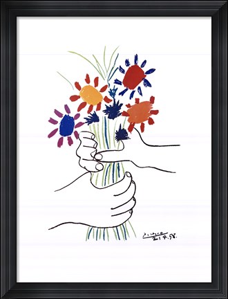 Framed Hands with Bouquet Print