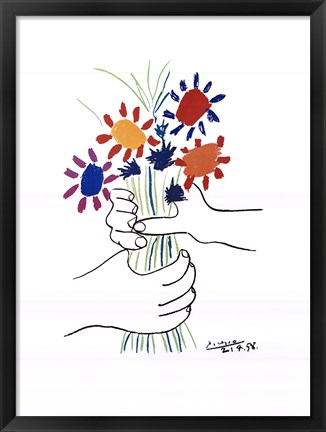 Framed Hands with Bouquet Print