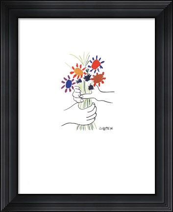 Framed Hands with Bouquet Print