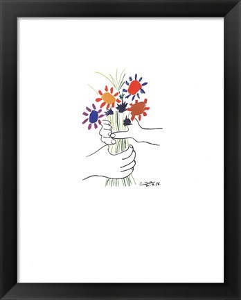 Framed Hands with Bouquet Print