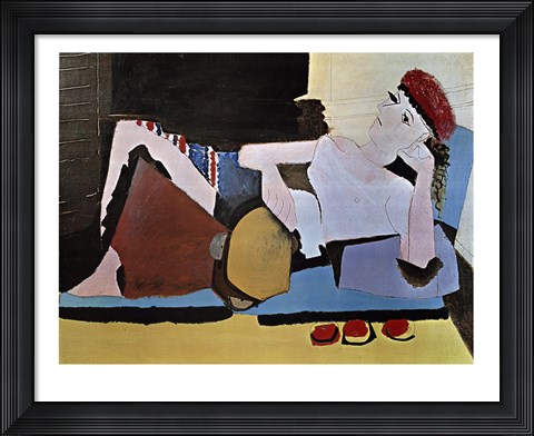 Framed Woman with Tambourine Print