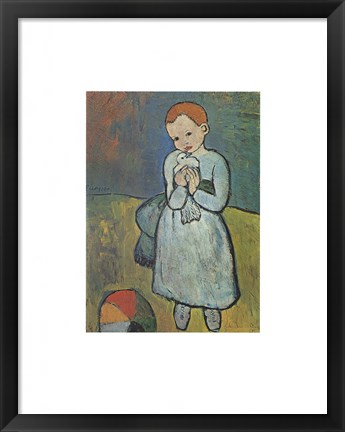 Framed Child with Dove Print
