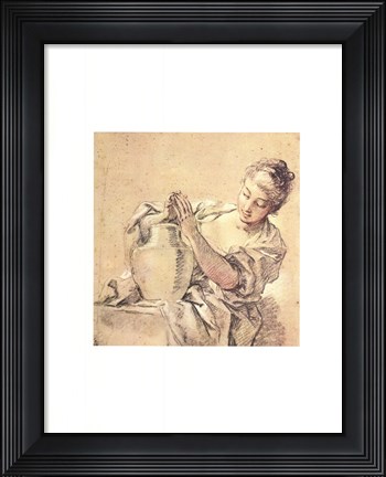 Framed Girl with Jug Print