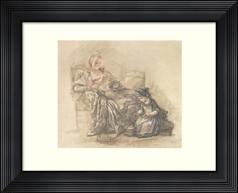 Framed Reading Woman with Child Print