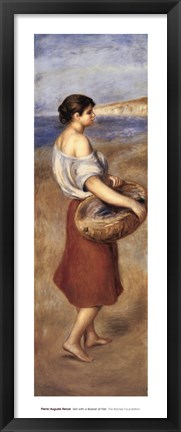 Framed Girl with a Basket of Fish Print