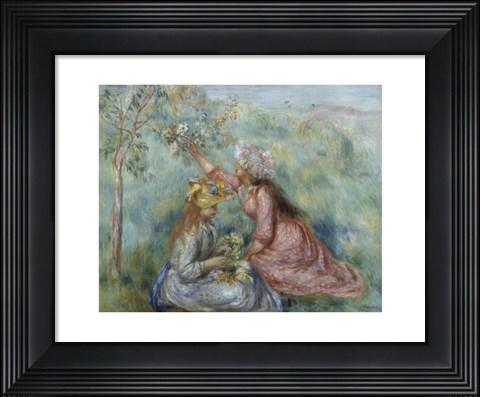 Framed Girls Picking Flowers in a Meadow, c.1890 Print