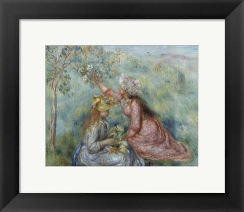 Framed Girls Picking Flowers in a Meadow, c.1890 Print