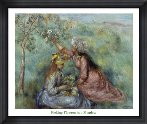 Framed Girls Picking Flowers in a Meadow, c.1890 Print