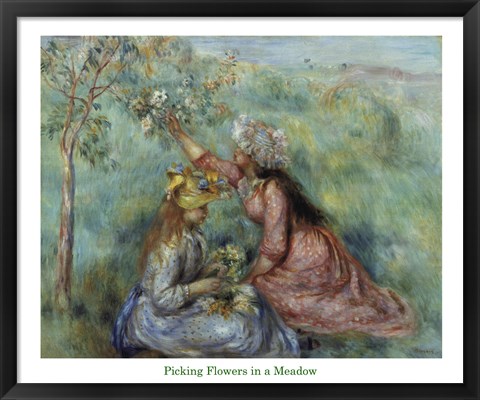 Framed Girls Picking Flowers in a Meadow, c.1890 Print