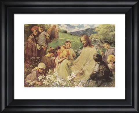 Framed Christ and the Little Children Print