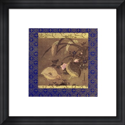 Framed Quails and Flowers Print