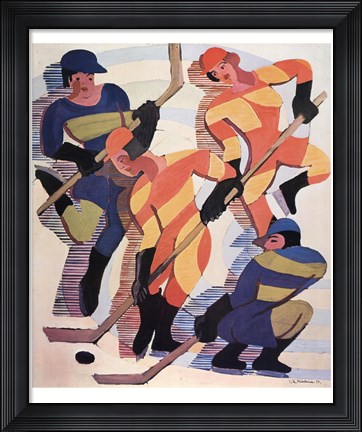 Framed Hockey Players Print