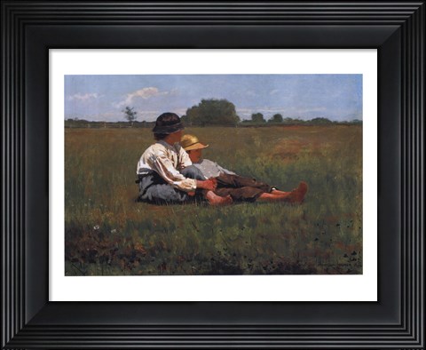 Framed Boys in a Pasture, 1874 Print