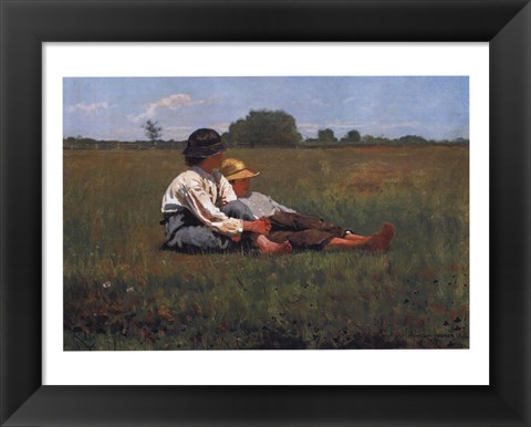 Framed Boys in a Pasture, 1874 Print