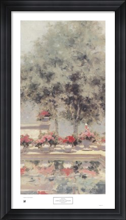 Framed Garden with Pool and Figure Print