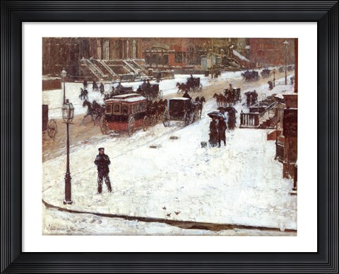 Framed Fifth Avenue in Winter Print