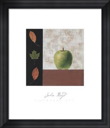 Framed Green Apple and Leaves Print