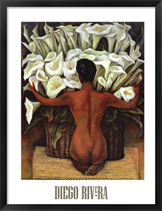 Framed Nude with Calla Lilies Print