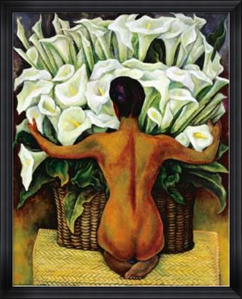 Framed Nude with Calla Lilies Print