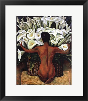 Framed Nude with Calla Lilies Print