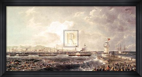 Framed Departure of Queen and Royal Squadron Pm Print