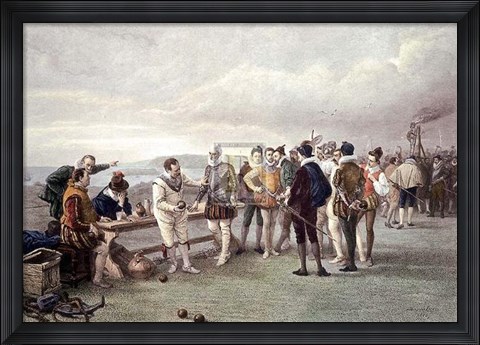 Framed Bowles At Plymouth Hoe Pm Print