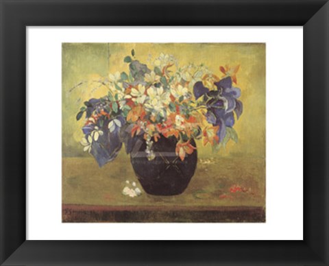 Framed Vase of Flowers, 1896 Print