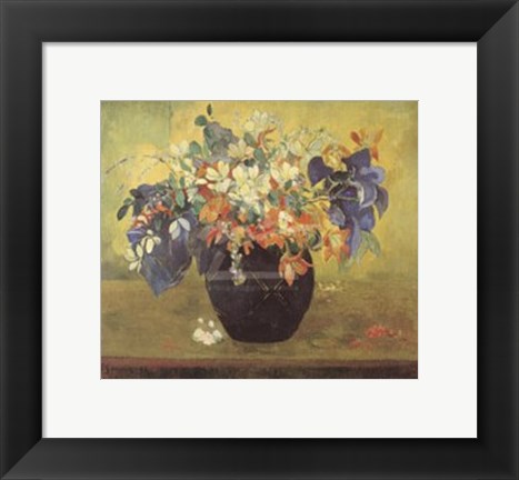 Framed Vase of Flowers, 1896 Print
