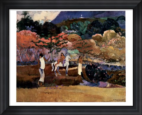 Framed Woman &amp; White Horse Print