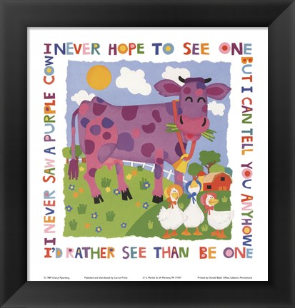 Framed Purple Cow Print