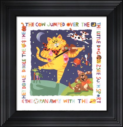 Framed Cat &amp; Fiddle Print