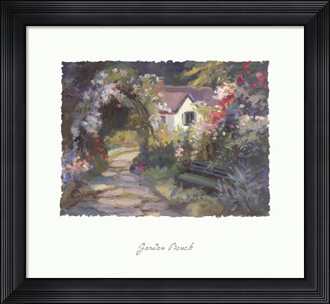 Framed Garden Bench Print