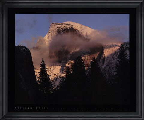 Framed Half Dome, Winter Sunset, Yosemite Print