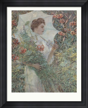 Framed White Parasol Print
