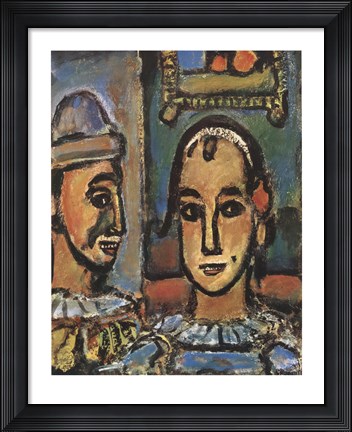 Framed Heads of Two Clowns Print