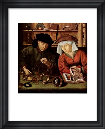 Framed Moneylender and His Wife Print