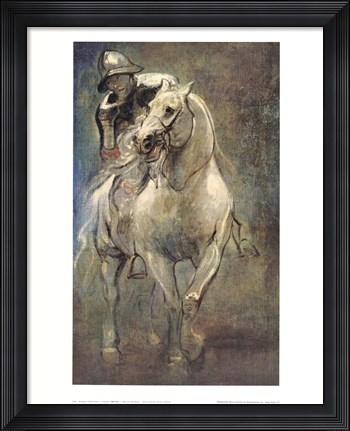 Framed Soldier on Horseback Print