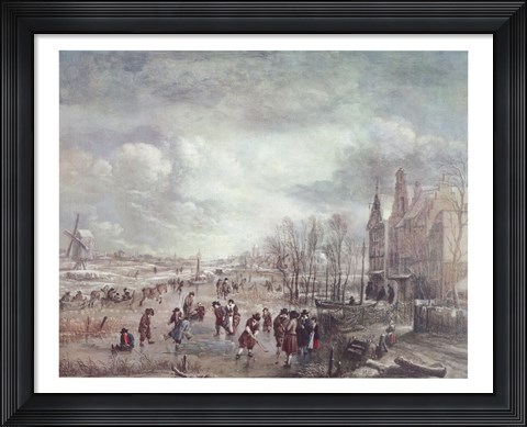 Framed Skating on the Dike Print