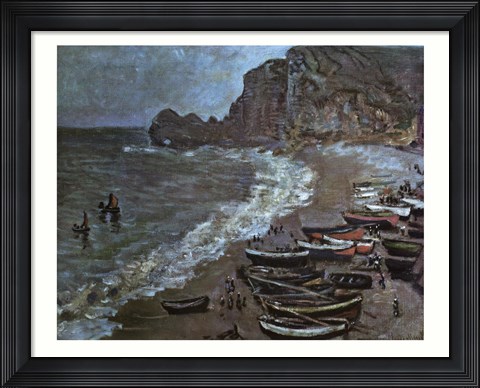 Framed Boats on Beach, Etrat Print