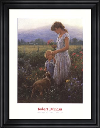 Framed Flowers in the Evening Print