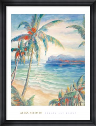 Framed Tropical Breeze I - palm trees Print