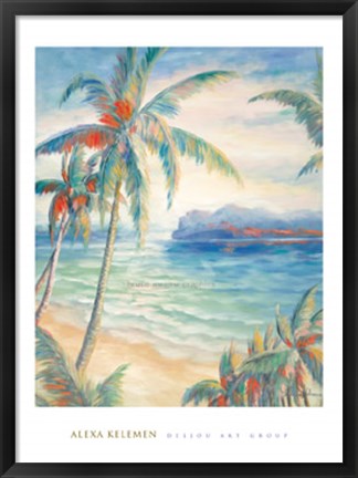 Framed Tropical Breeze I - palm trees Print