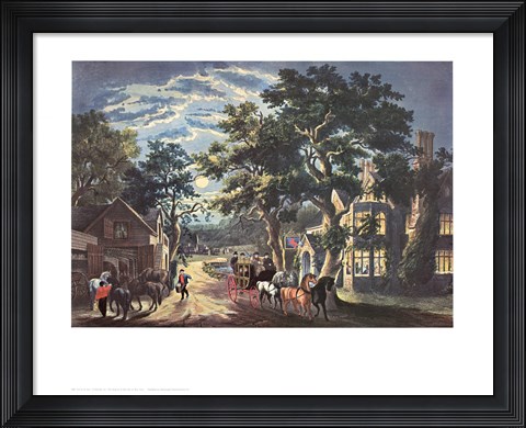 Framed Currier and Ives - Wayside Inn Print