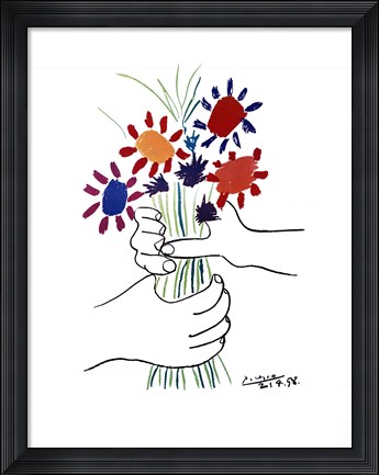 Framed Bouquet with Hands Print