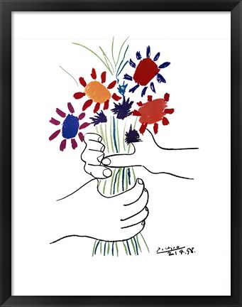 Framed Bouquet with Hands Print
